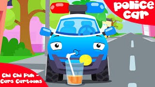 The Blue Police Car w/ CAR FRIENDS! Vehicle & Chi Chi Car for children! Cars & Trucks Cartoon