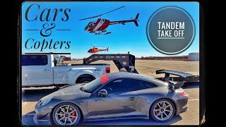 Cars and Copters Tandem Helicopter Takeoff