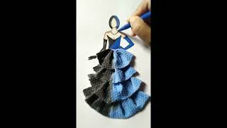 Simple dress design with tissue paper 😍🖤💙❤ How easy to made it❓❓