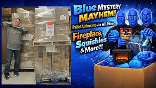 Blue Mystery Mayhem! 🔵 Pallet Unboxing with WILD Finds… Fireplace, Squishies & More?!