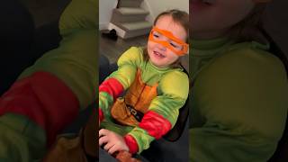 NiNJA NiKO!!  Halloween costume reveal! Teenage Mutant Ninja Turtle battle with Dad!! #shorts