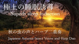 [睡眠・瞑想・癒し・虫の音・秋・ハープ・快眠]秋の虫の声とハープ二重奏でα波へ導く