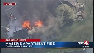 Firefighters battle massive apartment complex fire in Kansas