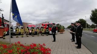 Eerbetoon HVZ Fluvia - Post Lauwe, m.m.v. de Verenigde Brandweer Muzikanten.