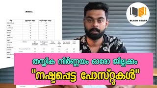 LP/UP അധിക തസ്തിക നിർണ്ണയം സംസ്ഥാനത്തു നഷ്ട്ടപെട്ട പോസ്റ്റുകൾ....