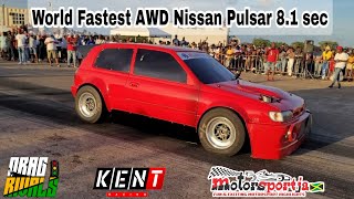 World Fastest AWD Nissan Pulsar 8.1 sec at Vernamfield Drag Rivals Vol.2 Eliminations | Motorsportja