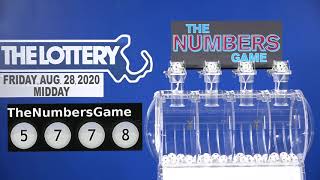 Midday Numbers Game Drawing: Friday, August 28, 2020
