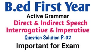 Speech#Direct and indirect speech imperative sentence,B.ed first year,English,Active Grammar,Kc Bhw