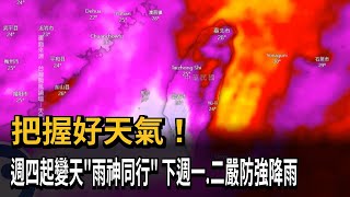 把握好天氣！ 週四起變天「雨神同行」 下週一、二嚴防強降雨－民視新聞