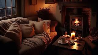 Cozy Cabin _ Night Rain and Crackling Fireplace Sounds _ Cozy Cabin Ambience