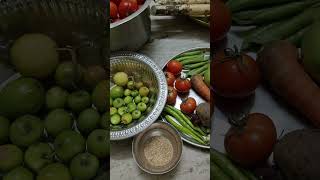 #vegetable#food# भोगीच्या भाजीचा भाजीपाला सोबत सिक्रेट दोन टिप्स पण सांगितल्यात 🫛🍆🥕🍎🌰