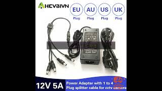 1005001359436356 AHCBIVN 12V 5A 4 Port CCTV Camera AC Adapter Power Supply Box For The