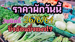 ราคาผักวันนี้26/6/64,ราคาขายส่งผักวันนี้,าราคาผักจากตลาดกลางสินค้าเกษตร อากาศร้อนทำผัก3ชนิดแพง