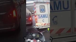 Biker Helps And Guids Ambulance Through A Traffic Jam! 😨