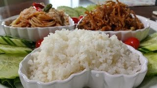 ข้าวมันส้มตำสูตรโบราณ (วิธีทำข้าวมัน) how to cook Thai Traditional  rice with coconut milk