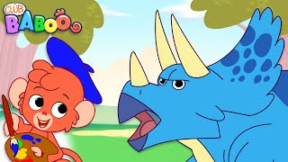 How to draw a TRICERATOPS | Dinosaur drawing | Club Baboo | Baboo the monkey dra
