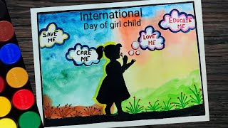 How to draw Save Girl child drawing step by step l International Day of Girl Child poster drawing