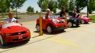 Power Wheels 4 Way Big Race!  Kids Electric Cars!