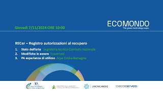 ECOMONDO 2024 - RECer Registro autorizzazioni al recupero_7-11-2024