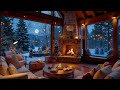 cozy winter atmosphere ❄ warm fireplace with soothing piano music 🎶 snowy winter atmosphere ☃