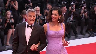 Amal looks lovely in lilac in Venice