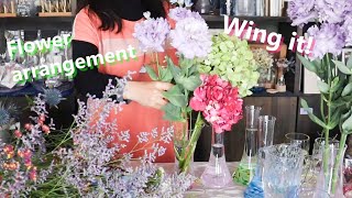 プロが選んだ花を使えば適当に生けてもいい感じになります　flower arrangement in glass Vases　ガラスの花瓶に生けてみた