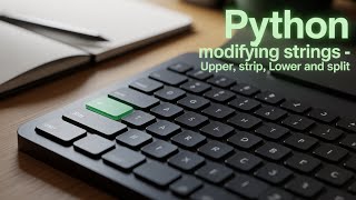 Python modifying strings | Upper strip lower and split method for modifying Python strings | Part 16