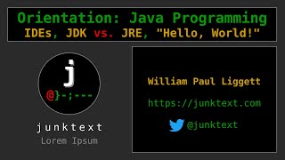 Orientation to Java Programming (IDEs, JDK vs. JRE, "Hello, World!")