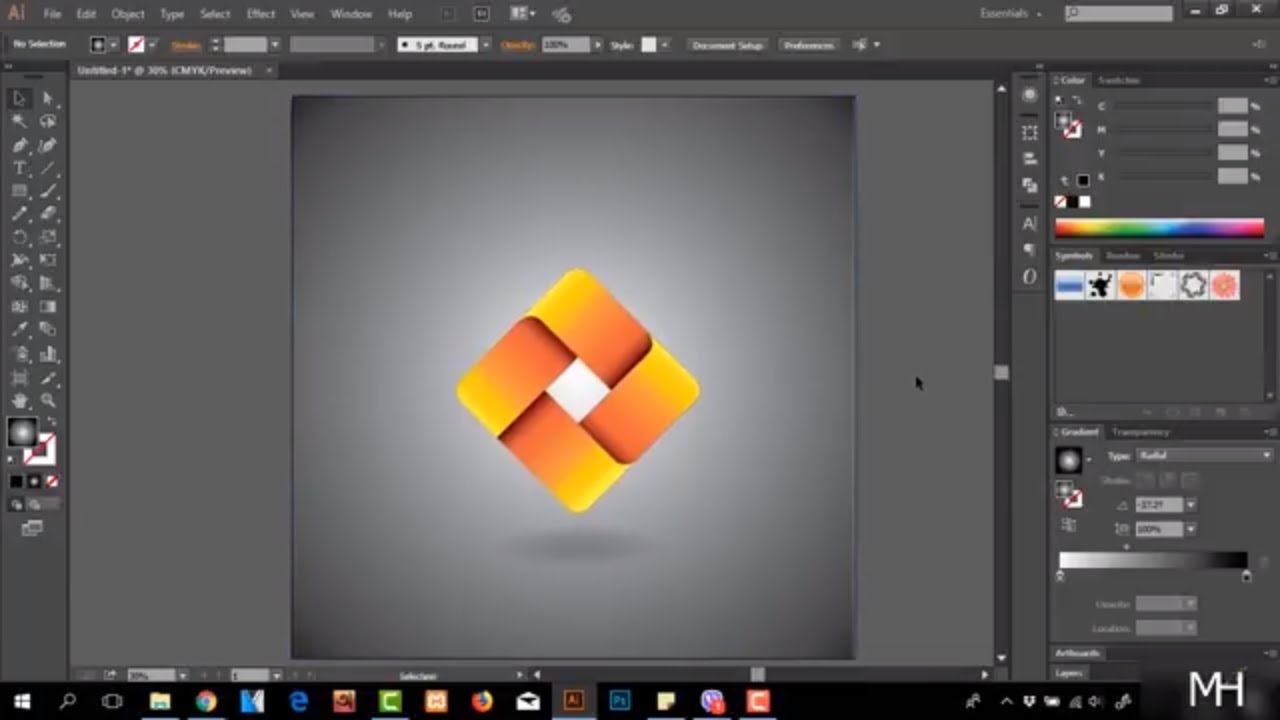 Adobe Illustrator Cc 3d Logo Design Tutorial Youtube