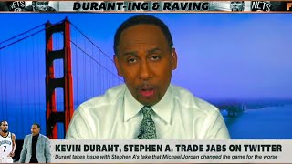 Stephen A Smith Responds to Kevin Durant Saying he RUINED Basketball! ESPN First Take KD Tweet NBA
