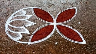 Pongal simple flowers kolam/3*3 beautiful sankranti chukala muggulu/bhoki lotus kolam/super rangoli