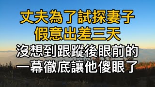 丈夫為了試探妻子假意出差三天，沒想到跟踪後眼前的一幕徹底讓他傻眼了！真實故事 ｜都市男女｜情感故事｜男閨蜜｜妻子出軌｜楓林情感