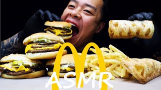 ASMR CRAVING TRIPLE CHEESEBURGERS FROM MCDONALDS WITH MAC SAUCE \u0026 MCCHICKEN SAUCE \u0026 APPLE PIE