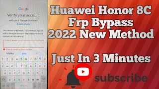 Huawei Honor 8c Frp Bypass||2022 Without Pc #googlefrpbypass #accountbypass #technicalfrptips