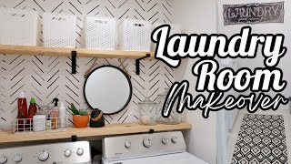 DIY LAUNDRY ROOM MAKEOVER UNDER $50 BEFORE AND AFTER ON A BUDGET 2020 ORGANIZATION \u0026 CLEAN WITH ME