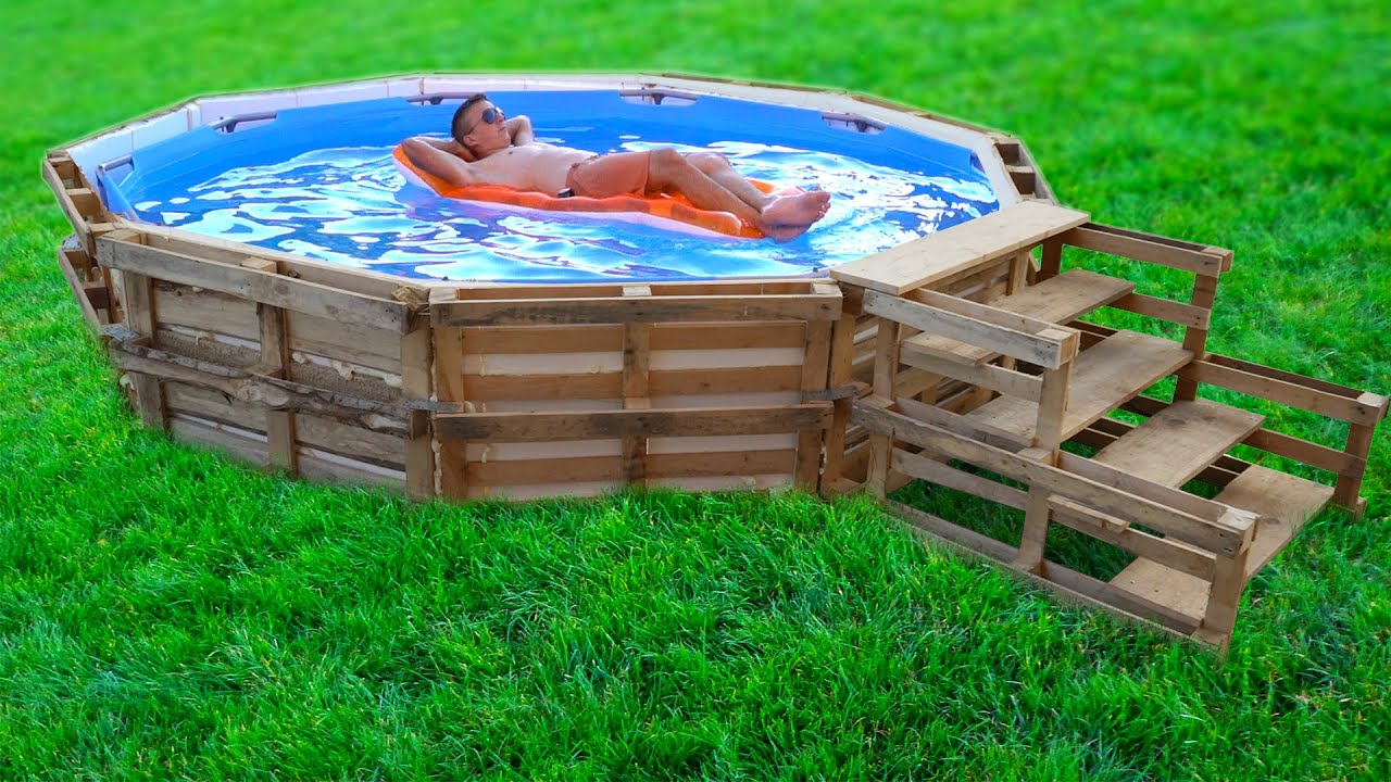 Homemade Pool From Pallet Youtube