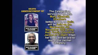 Mary Elizabeth Eleuthere ~ Short Obituary