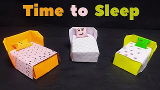 How to make Origami Bed | Paper Crafts For School | Easy Origami Bed