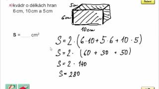 Povrch kvádru (výpočet), Geometrie pro 4.ročník, str. 61, cv. 4
