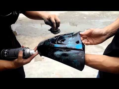 Cara mudah membuat Cat bermotif Daun - Pilox Samurai Paint Cara mudah membuat Cat bermotif Daun - Pilox Samurai Paint