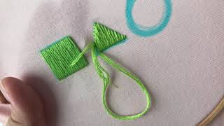 How to embroider satin stitch. Filling shapes: square, triangle and circle with satin stitch