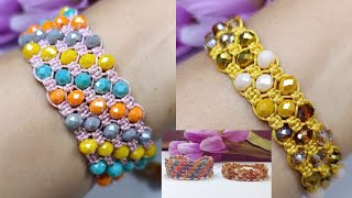 Pulsera en Macramé con Cristales.✨Pulseras de hilo tejidas con Cristales