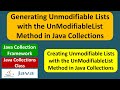 Generating Unmodifiable Lists with the UnModifiableList Method in Java Collections