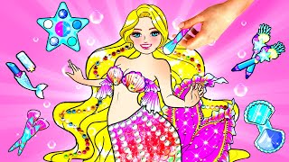 Paper Dolls Dress Up - How To Makeover For Rainbow Rapunzel - Barbie Transformation Handmade