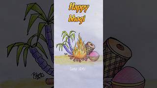 Happy Bhogi Friends 🔥 #saraarts #art #youtubeshorts #drawing #shorts #pongal #tamil