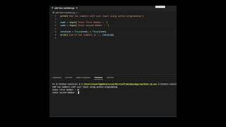 Python Tutorial | Add two numbers with user input using python program #shorts #pythonprogramming