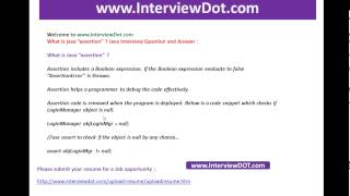 what is java assertion job java inteview question and answer