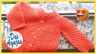 COMO TEJER CARDIGAN PARA BEBÉS DE 9 A 12 MESES EN DOS AGUJAS PARA ZURDOS PASO A PASO - PARTE 1