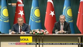 Erdoğan ve Kazakistan Devlet Başkanı Ortak Basın Toplantısı - 5 Ağustos 2016 - TRT Avaz