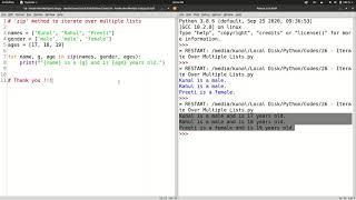 Iterate over multiple Lists at the same time using 'zip()' method in Python
